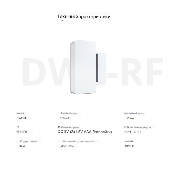 SONOFF DW2-RF - 433MHZ RF Беспроводной датчик двери / окна от SONOFF