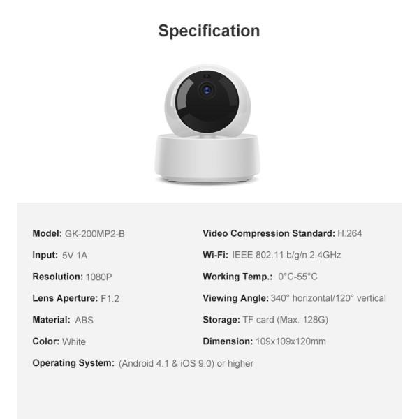 SONOFF GK-200MP2-B поворотна Wi-Fi камера з датчиком руху, двостороннім голосовим зв’‎язком, можливістю запису на карту та блоком живлення від SONOFF за 1695грн (код товару: GK200 )