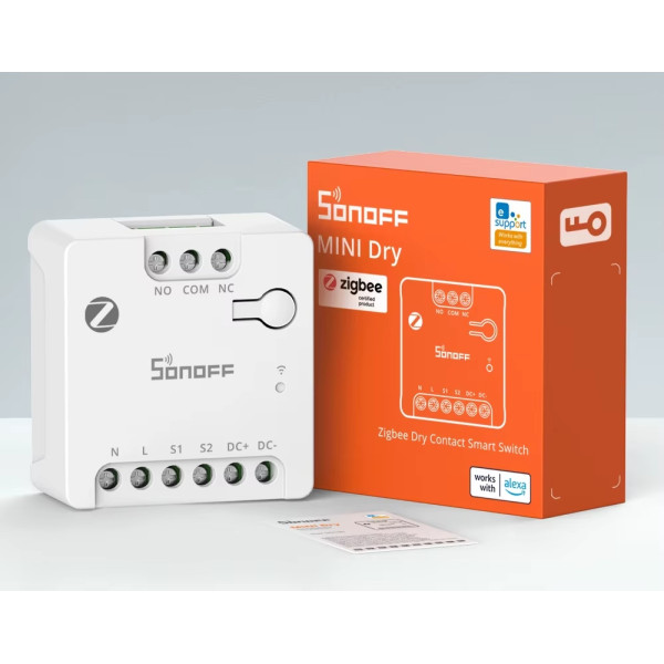 SONOFF MINI-ZBD Zigbee интеллектуальный коммутатор с сухими контактами и поддержкой NO/NC, гибким питанием AC/DC от SONOFF