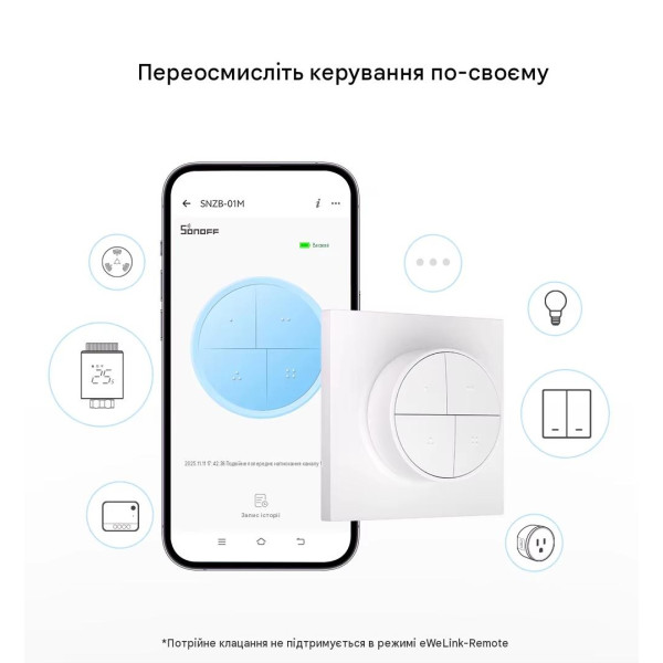 Кнопка Zigbee сценариев SONOFF 4-в-1 (SNZB-01M) от SONOFF Кнопка Zigbee сценариев SONOFF 4-в-1 (SNZB-01M) от SONOFF