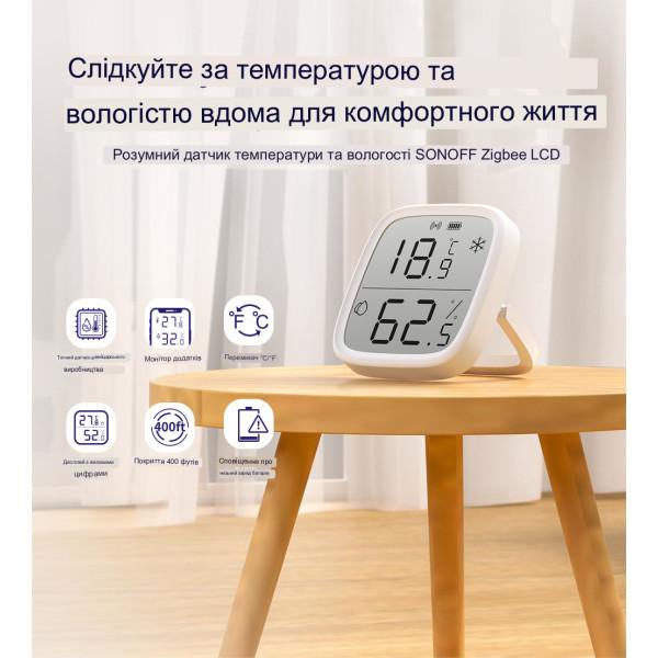 SONOFF SNZB-02D – беспроводной умный Zigbee датчик температуры и влажности на батарейке с LCD дисплеем и батарейкой от SONOFF