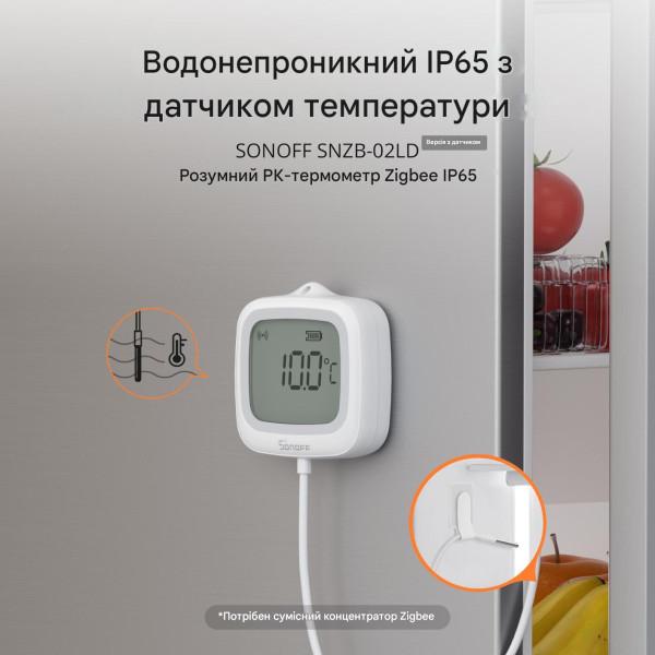 SONOFF SNZB-02LD умный термометр IP65 ZigBee LCD (версия с внежним зондом) от SONOFF