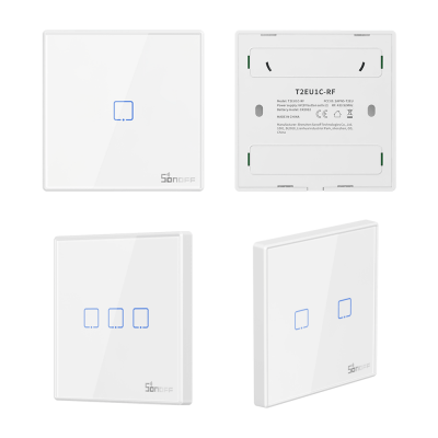 Sonoff T2EU-RF cенсорный настенный радио пульт к выключателю от 1-й до 3-х кнопок, белого цвета
