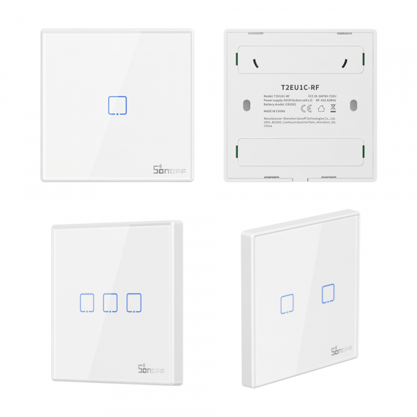 Sonoff T2EU-RF cенсорный настенный радио пульт к выключателю от 1-й до 3-х кнопок, белого цвета от SONOFF