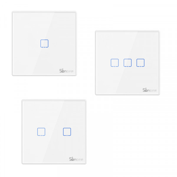Sonoff T2EU-RF cенсорный настенный радио пульт к выключателю от 1-й до 3-х кнопок, белого цвета от SONOFF