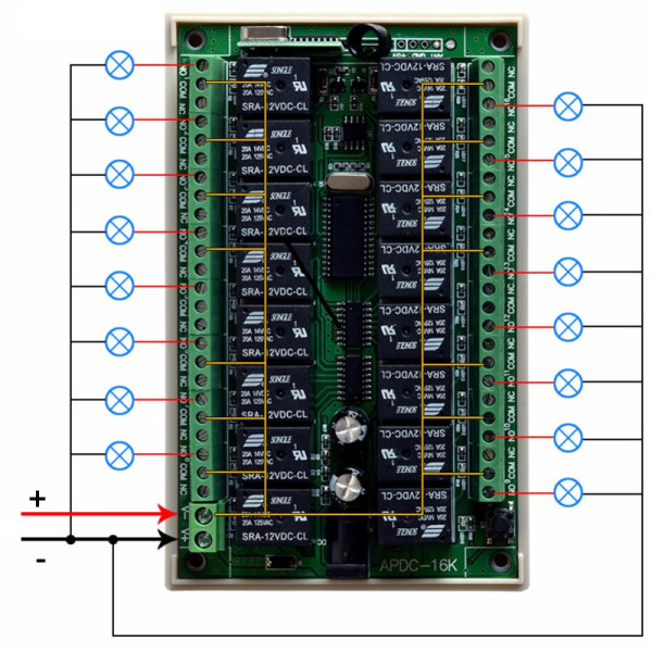 16-ти канальный (16 реле) универсальный дистанционный выключатель на 12 Вольт с пультом от AOKE