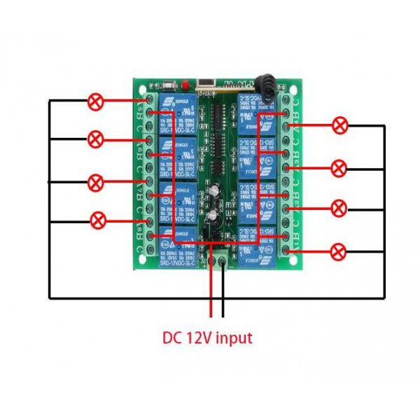 8-ми канальный универсальный дистанционный выключатель на 12 Вольт от AOKE