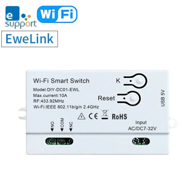 1-но канальний WIFI вимикач-реле (сухий контакт) на 5/7-32 Вольти або 5/85 -265Вольти додаток Ewelink (середовище Sonoff) від Qiachip за 295грн (код товару: 1SE )