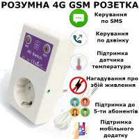 GSM 4G розетка на 16 Ампер c таймером измерением температуры и аккумулятором для контролем за сетью 220 В по SMS и через мобильное приложение от RUIENSi