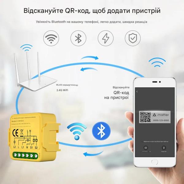 Двухканальный Matter выключатель с поддержкой настенных проходных механических выключателей от Qiachip