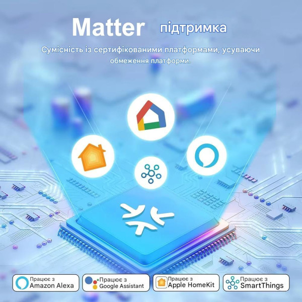 Умная Matter розетка 220/230 Вольт на 16 Aмпер с измерением мощности (счетчик) совместима Homekit / SmartThings / Alexa / Google Home от Qiachip