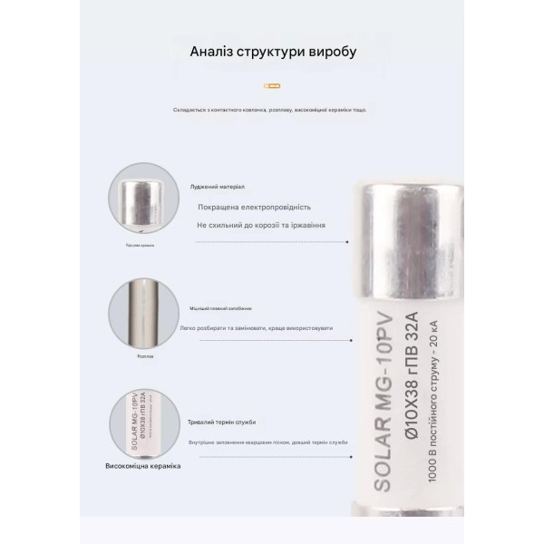 Предохранитель постоянного тока до 1000 Вольт на 15A 16A 20A 25A 30А или 32A для защиты солнечной системы 10x38 мм от CNMGN (Мінгао) Предохранитель постоянного тока до 1000 Вольт на 15A 16A 20A 25A 30А или 32A для защиты солнечной системы 10x38 мм от CNMGN (Мінгао)