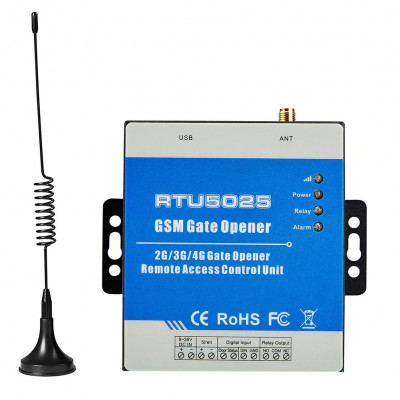 Одно-канальное GSM реле на 9-36 В RTU5025 с цифровыми входами и встроенным аккумулятором