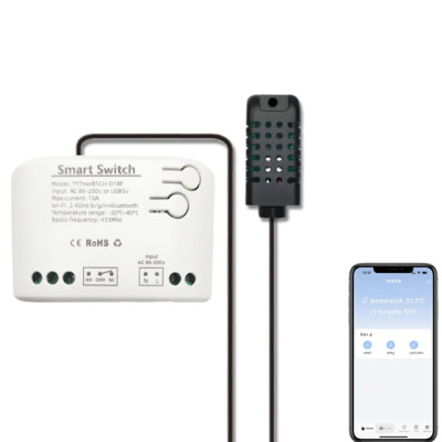 WiFi реле с поддержкой контроля температуры и влажности Ewelink (среда Sonoff) на 7-32 В