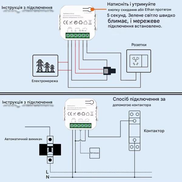 WiFi устройство учета потребляемой энергии, счетчик до 70 Ампер с релейным выходом до 10А для Ewelink (среда Sonoff) от Qiachip