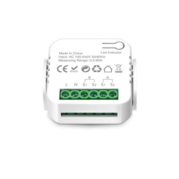 WiFi устройство учета потребляемой энергии, счетчик на две линии нагрузки до 80 Ампер для Tuya (SmartLife) от Qiachip