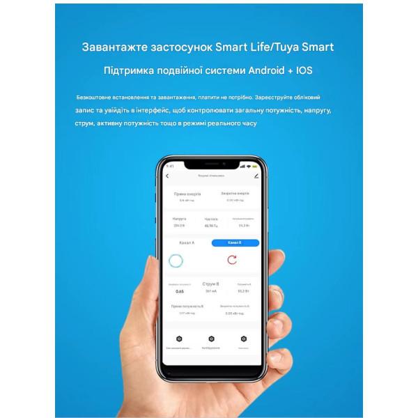 WiFi устройство учета потребляемой энергии, счетчик на две линии нагрузки до 80 Ампер для Tuya (SmartLife) от Qiachip