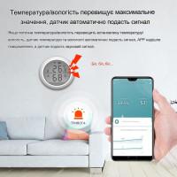 Комнатный WiFi, датчик температуры и влажности (гигрометр) с ЖК-дисплеем и сиреной, поддержка Alexa, Google Home, приложение Tuya (Smart Life) от EACHEN