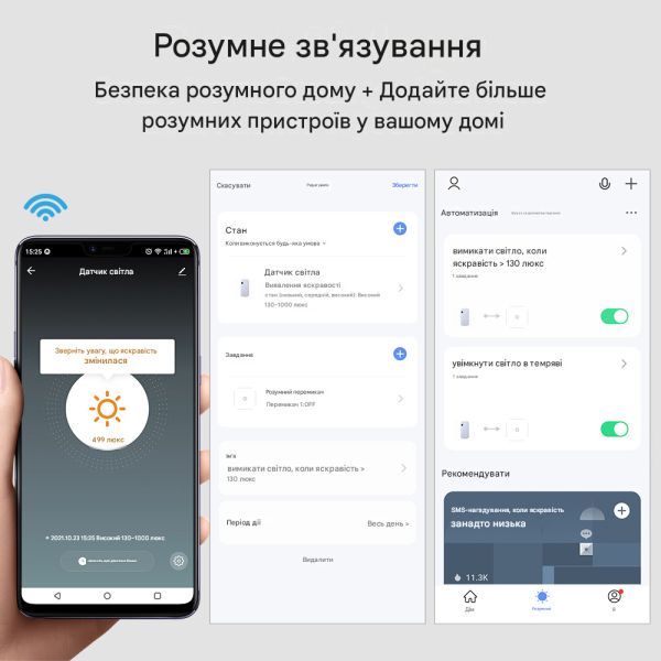 Wi-Fi Датчик детектор освещенности (яркости) с питанием от USB для Умного дома приложение Tuya или Smart Life от OEM Wi-Fi Датчик детектор освещенности (яркости) с питанием от USB для Умного дома приложение Tuya или Smart Life от OEM