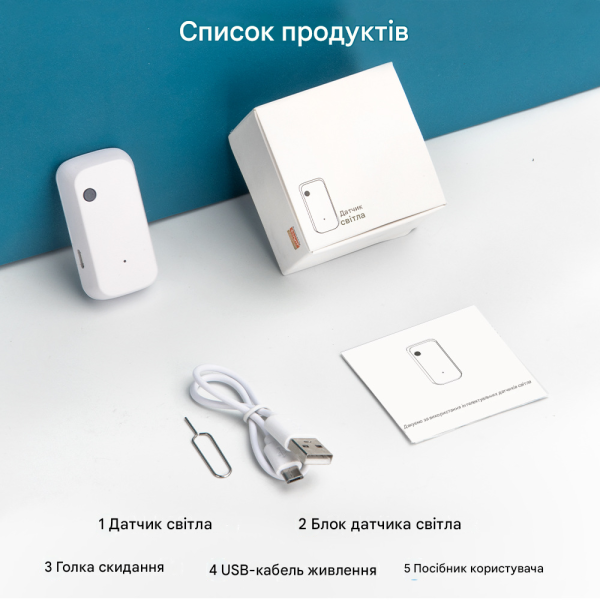 Wi-Fi Датчик детектор освещенности (яркости) с питанием от USB для Умного дома приложение Tuya или Smart Life от OEM Wi-Fi Датчик детектор освещенности (яркости) с питанием от USB для Умного дома приложение Tuya или Smart Life от OEM