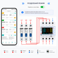 3-х фазное интеллектуальное WiFi устройство счета энеогии (асинхронного типа) с цветным LCD экраном и защитными функциями Tuya (Smart Life) от CHLIUYI