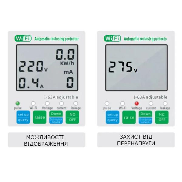 1-но фазный WiFi электросчётчик с LCD дисплеем и подсветкой до 63 А Tuya (Smart Life) с функуциями защиты от CHILUI