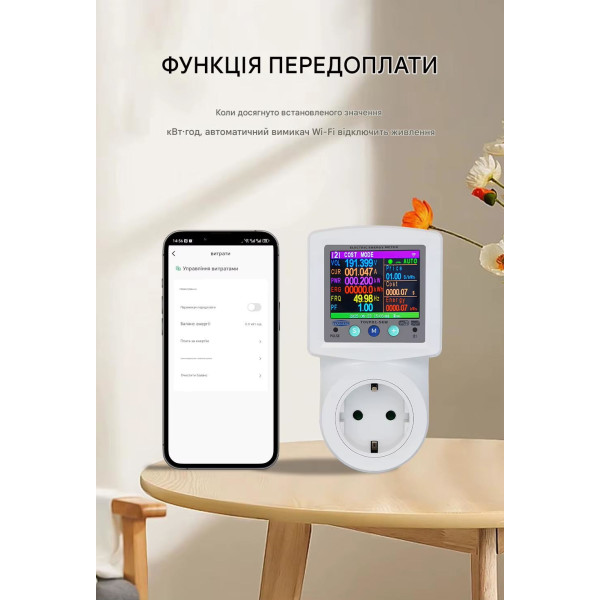 WiFi Умная розетка до 16A с функцией защиты: Ватметр, реле напряжения и циклический таймер (Tuya Smart/Smartlife) от TOMZN