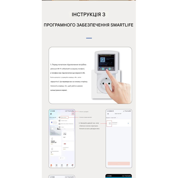 WiFi Умная розетка до 16A с функцией защиты: Ватметр, реле напряжения и циклический таймер (Tuya Smart/Smartlife) от TOMZN