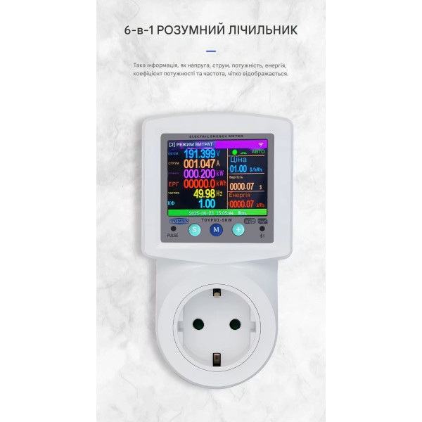 WiFi Умная розетка до 16A с функцией защиты: Ватметр, реле напряжения и циклический таймер (Tuya Smart/Smartlife) от TOMZN