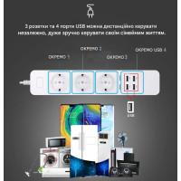 Умный WiFi удлинитель на 3 розетки и 4 USB порта для приложения Tuya (Smart Life) от EACHEN