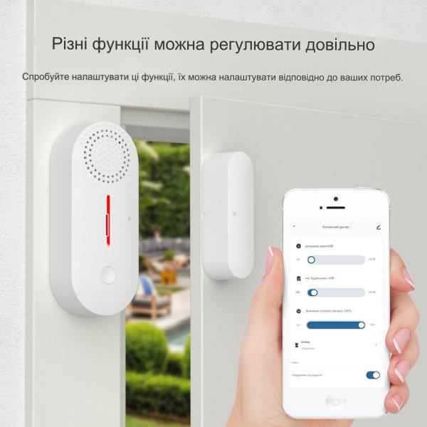 Wi-Fi датчик открытия / закрытия двери для домашней сигнализации с сиреной приложение Tuya (Smart Life) от EACHEN