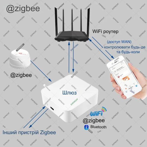 Zigbee датчик детектор утечки воды с поддержкой мобильного приложения от EARYKONG