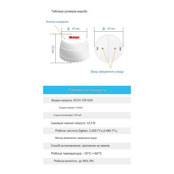 Zigbee датчик детектор витоку води з підтримкою мобільного додатку від EARYKONG за 525грн (код товару: ZBWATER )
