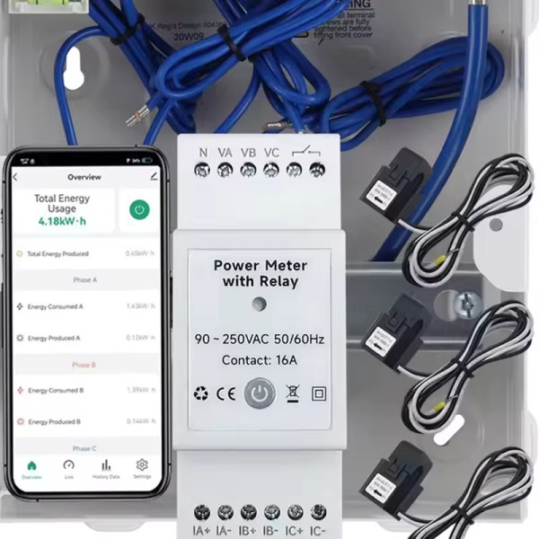Трехфазное WiFi устройство для расчета энергии с вольтметром счетчиком и контактом контроля до 200A 300A или 500А для Tuya (SmartLife) от Qiachip Трехфазное WiFi устройство для расчета энергии с вольтметром счетчиком и контактом контроля до 200A 300A или 500А для Tuya (SmartLife) от Qiachip