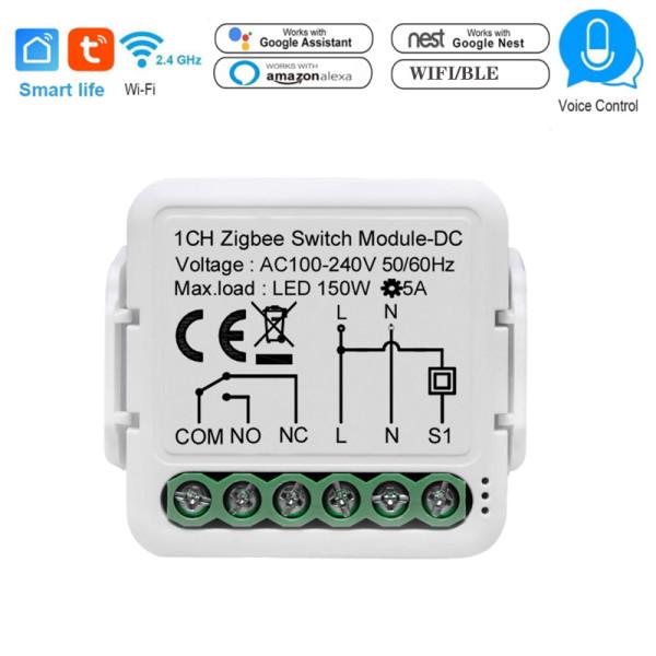 Zigbee выключатель с сухим переключающим контактом реле приложение TUYA (Smartlife) от Qiachip