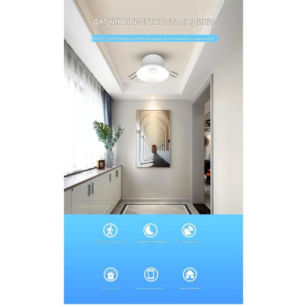 Потолочный Zigbee датчик присутствия человека 2.4 ГГц на 5 или 220 вольт от Qiachip