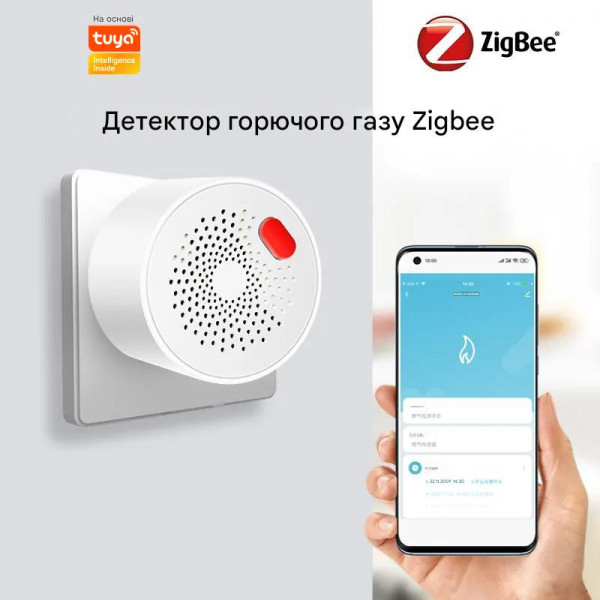 Датчик газа с сиреной для Zigbee приложение Tuya (Smartlife) на 220/230 вольт от EARYKONG