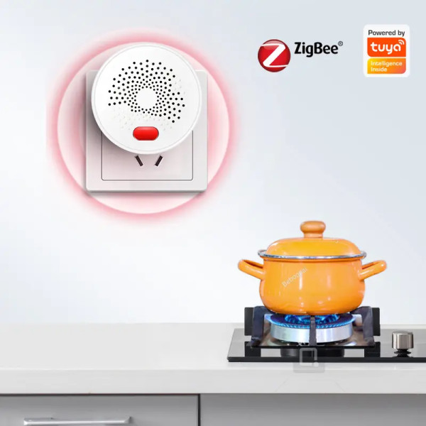 Датчик газа с сиреной для Zigbee приложение Tuya (Smartlife) на 220/230 вольт от EARYKONG