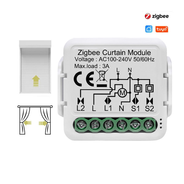 Zigbee устройство управления двигателя штор (штор, ролет) для Tuya от Qiachip